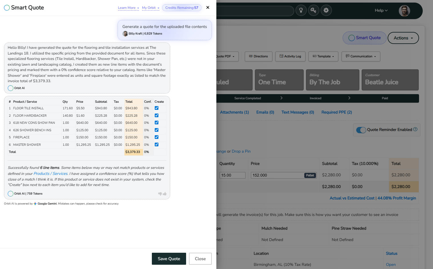 Orbit Example Output
